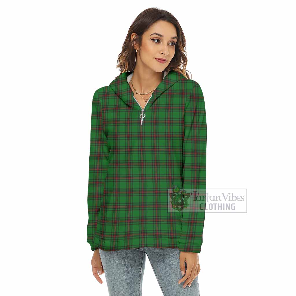 Tartan Vibes Clothing Beveridge Tartan Women's Borg  Half Zip Fleece Hoodie