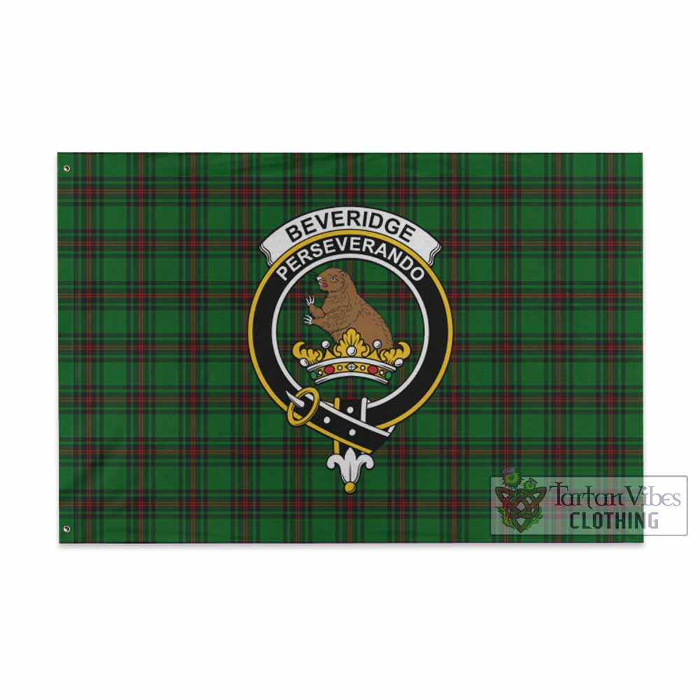 Tartan Vibes Clothing Beveridge Tartan House Flag with Family Crest