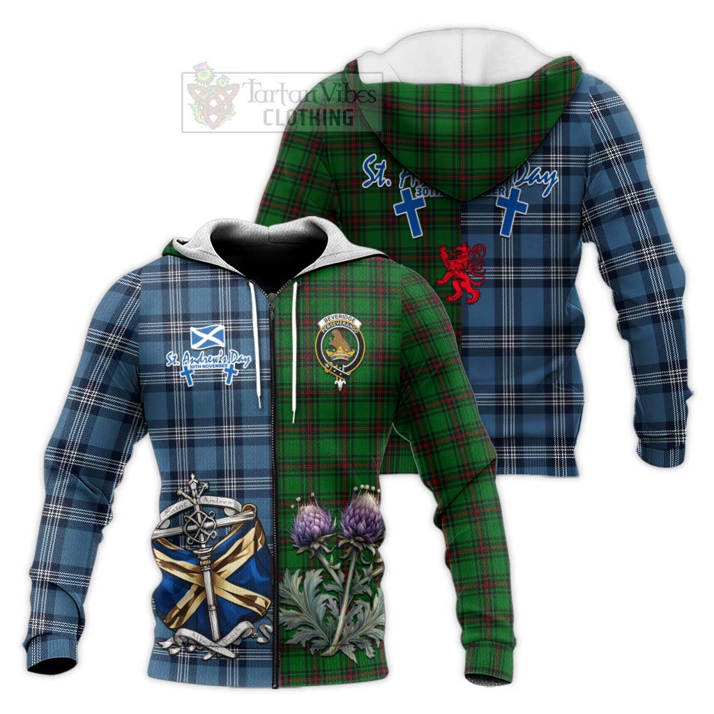 Tartan Vibes Clothing Beveridge Tartan Knitted Hoodie Happy St. Andrew's Day Half Tartan Style