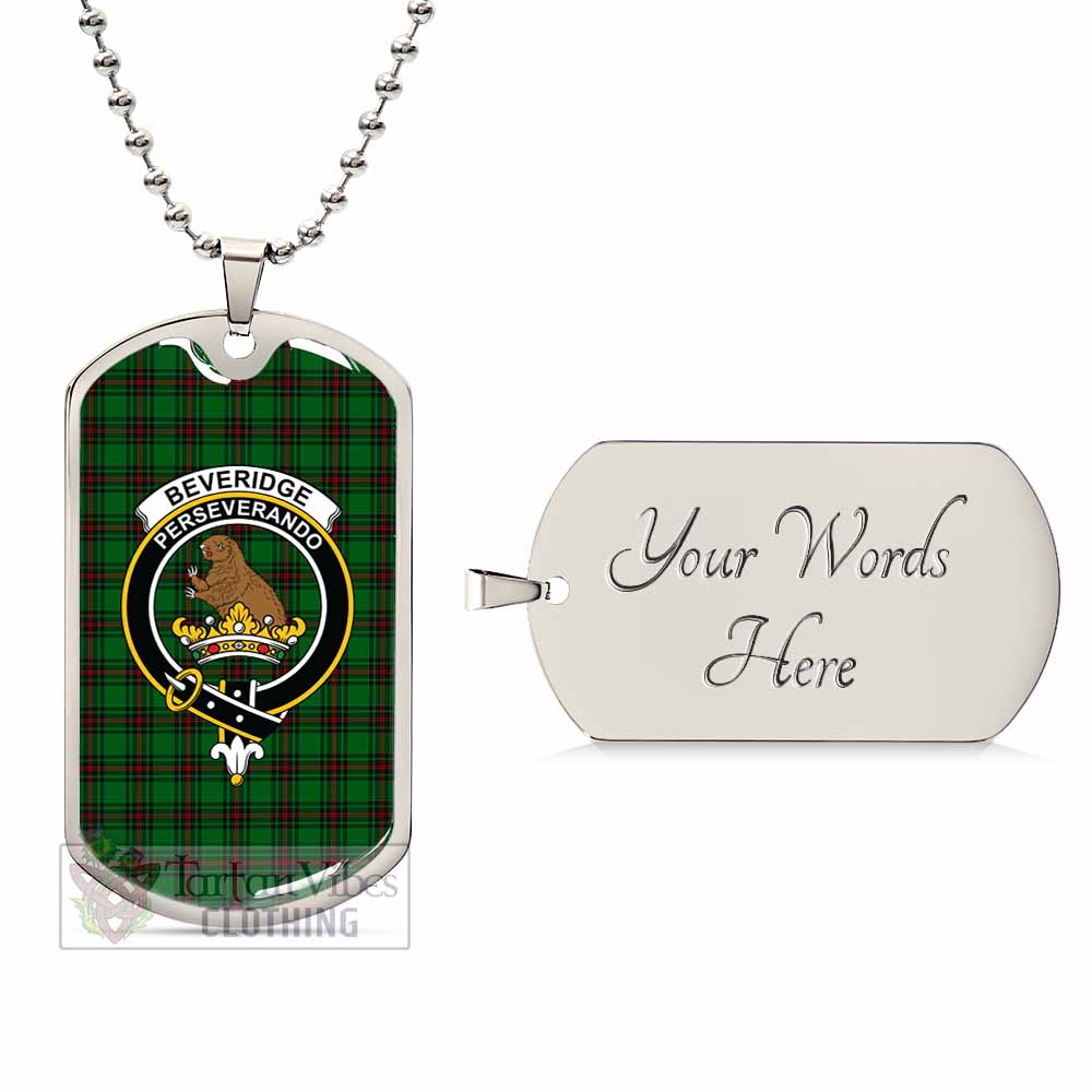 Tartan Vibes Clothing Beveridge Tartan Dog Tag Necklace with Family Crest