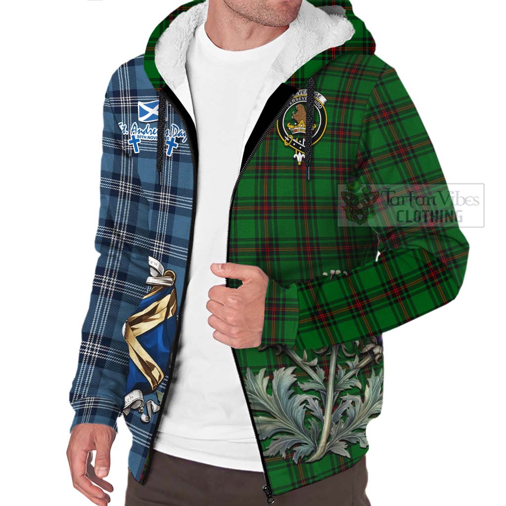 Tartan Vibes Clothing Beveridge Tartan Sherpa Hoodie Happy St. Andrew's Day Half Tartan Style