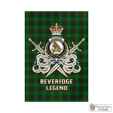 Beveridge Tartan Garden Flag with Clan Crest and the Golden Sword of Courageous Legacy - Tartan Vibes Clothing