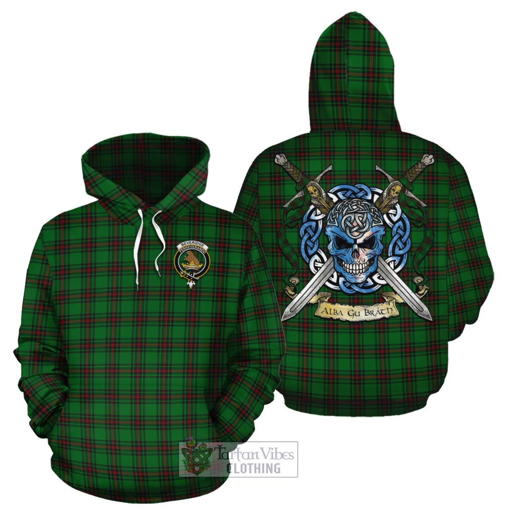 Tartan Vibes Clothing Beveridge Tartan Cotton Hoodie with Family Crest Celtic Skull Style