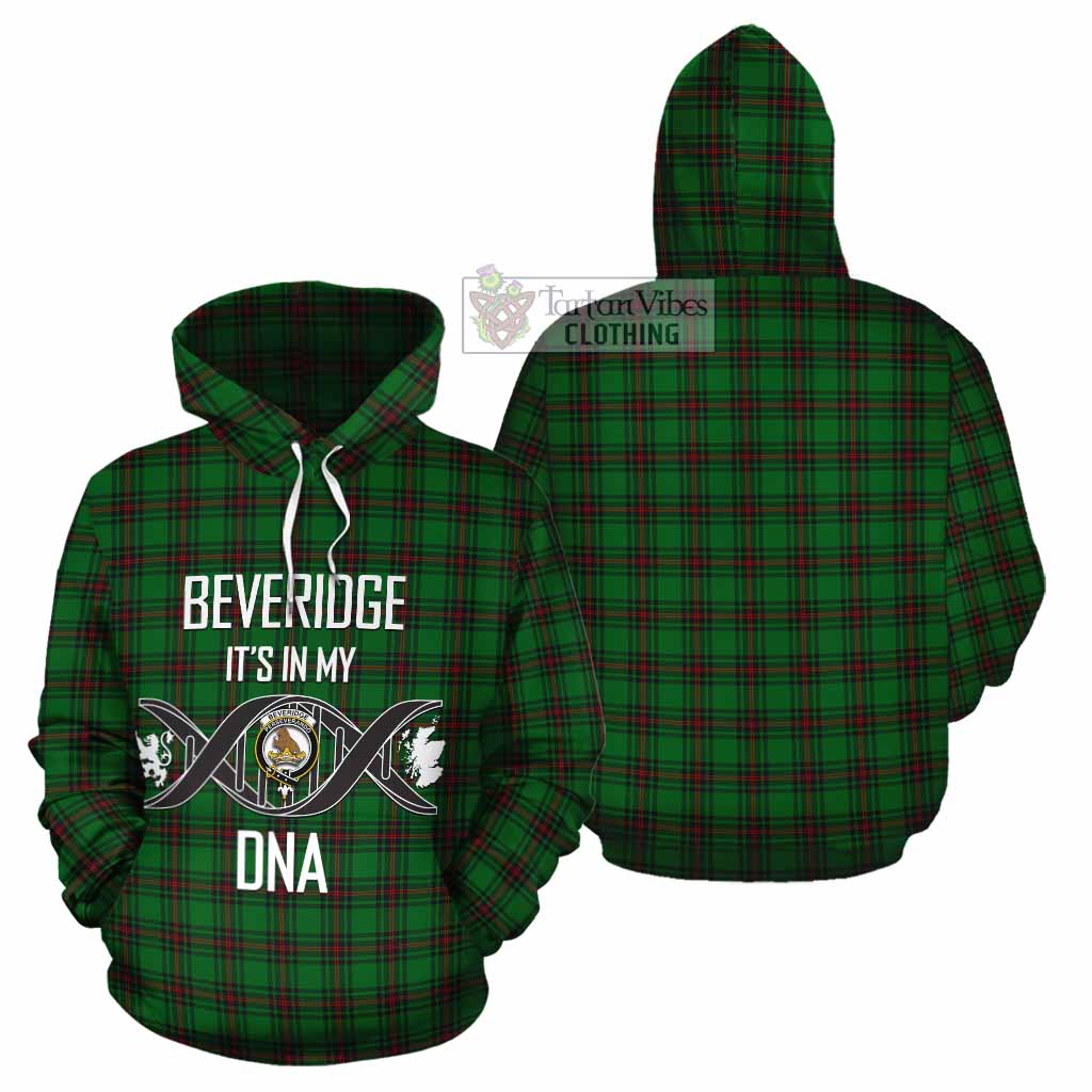 Tartan Vibes Clothing Beveridge Tartan Cotton Hoodie with Family Crest DNA In Me Style