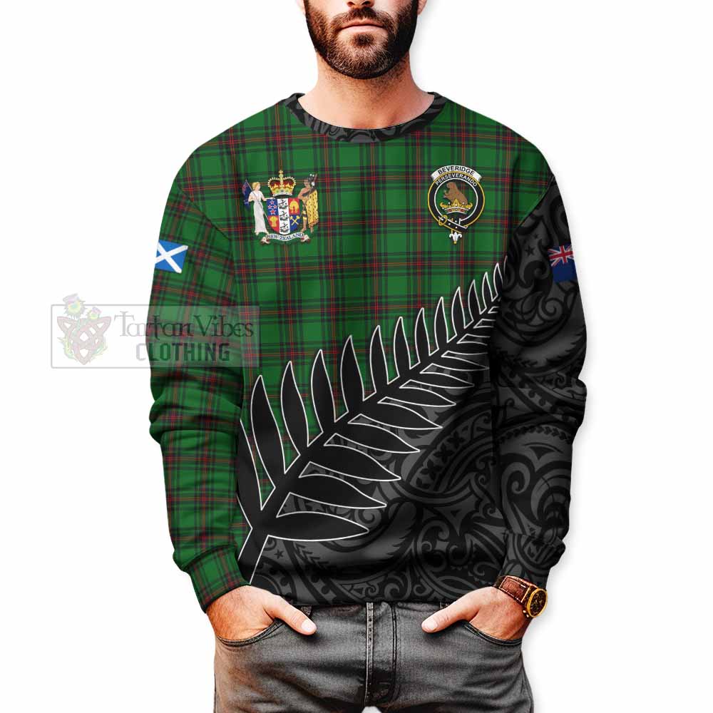 Tartan Vibes Clothing Beveridge Crest Tartan Sweatshirt with New Zealand Silver Fern Half Style