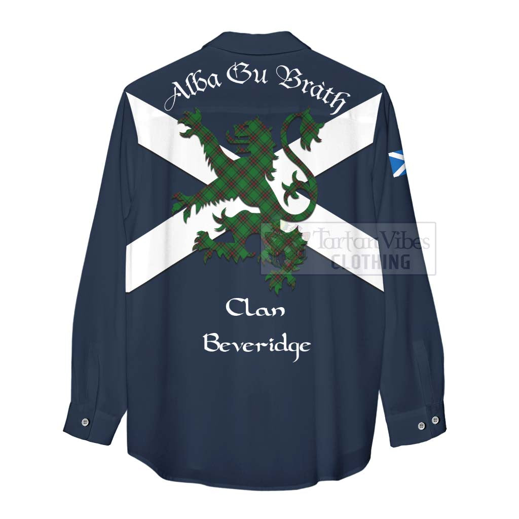 Tartan Vibes Clothing Beveridge Tartan Lion Rampant Women's Casual Shirt Proudly Display Your Heritage with Alba Gu Brath and Clan Name