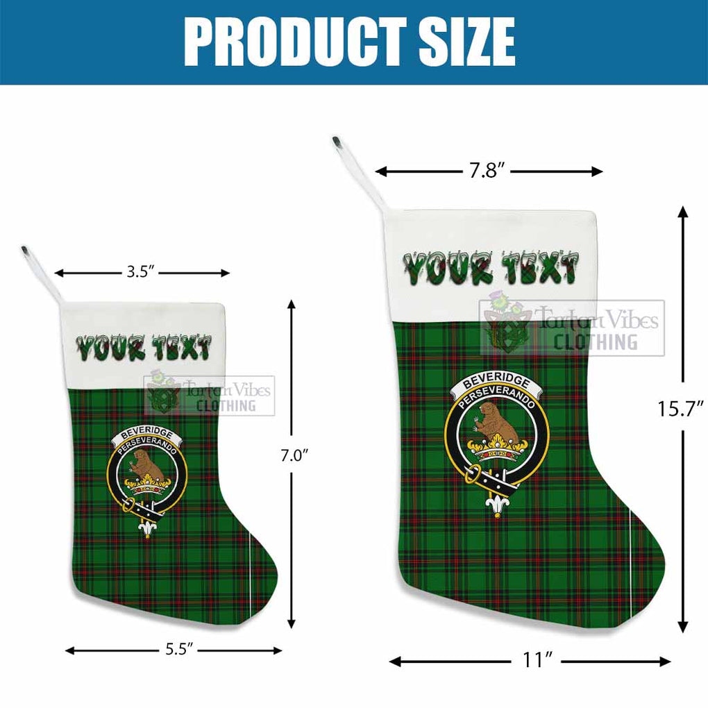 Tartan Vibes Clothing Beveridge Tartan Family Crest Christmas Stocking with Personalized Text