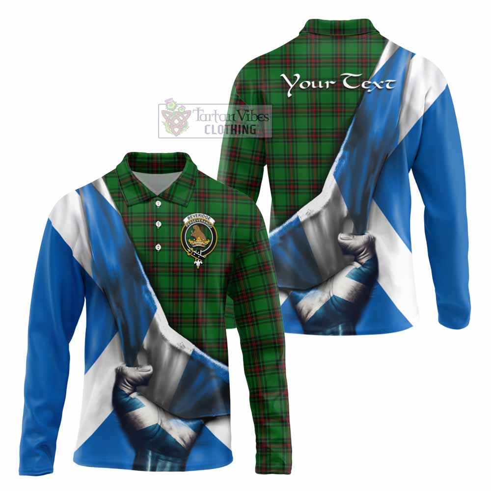 Tartan Vibes Clothing Beveridge Tartan Long Sleeve Polo Shirt with Family Crest Scotland Patriotic Style