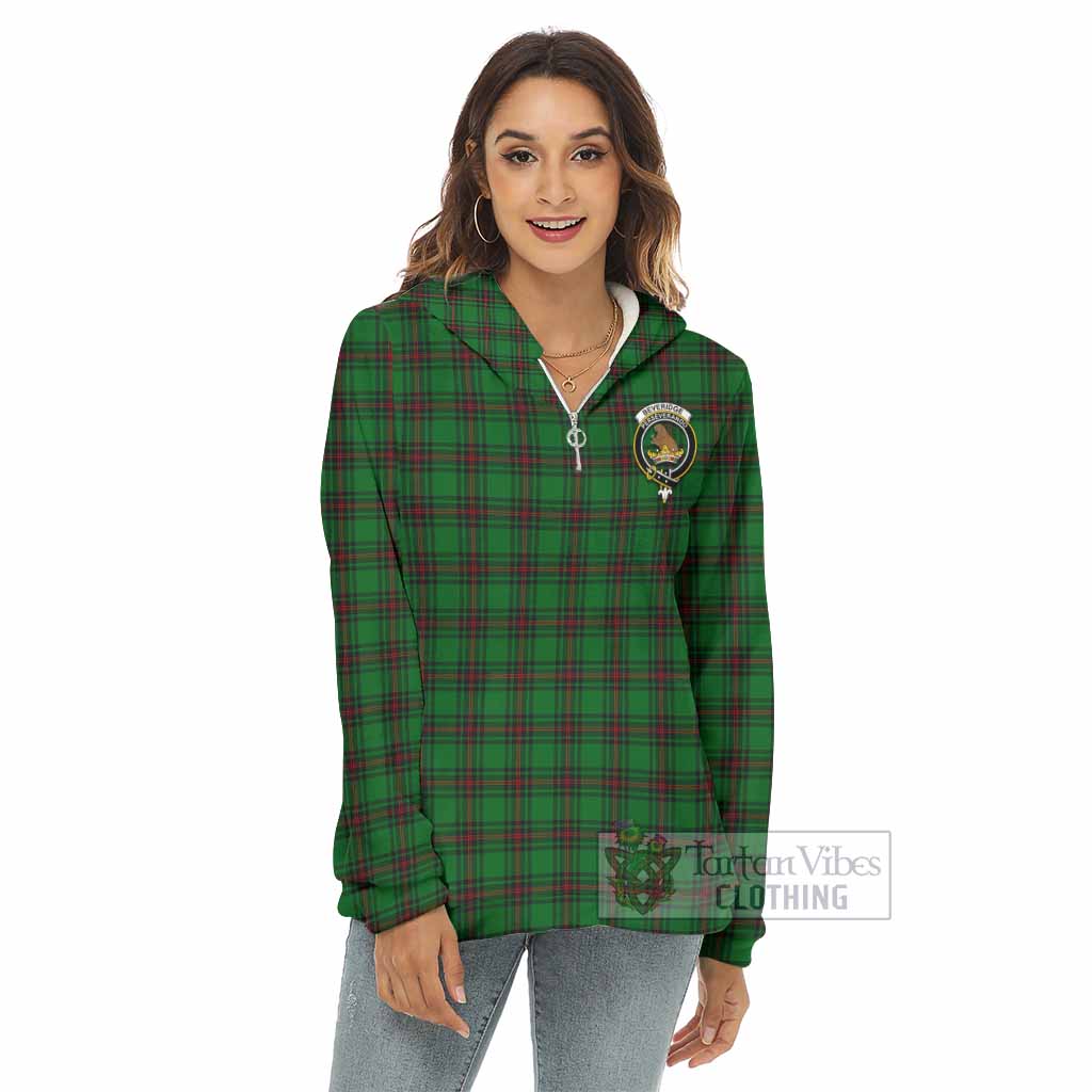 Tartan Vibes Clothing Beveridge Tartan Crest Women's Borg  Half Zip Fleece Hoodie