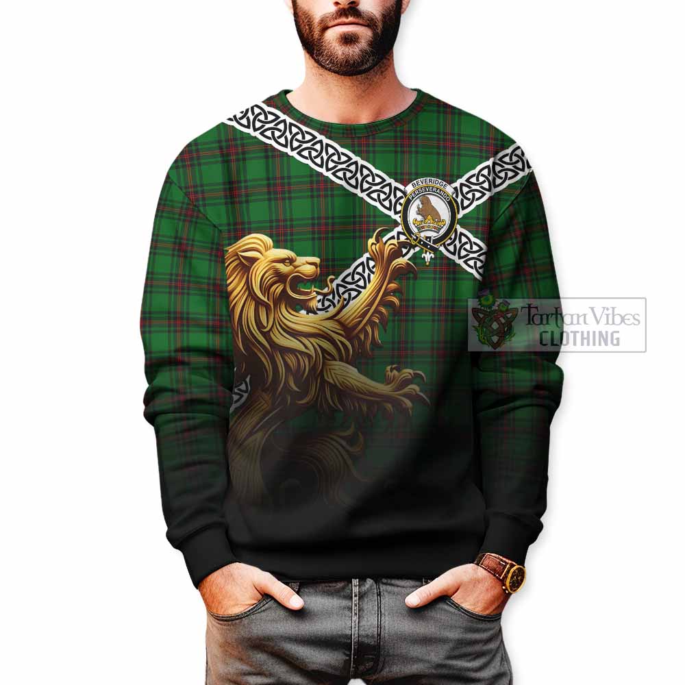 Beveridge Crest Tartan Sweatshirt with Golden Lion Emblem Celtic Style - Tartan Vibes Clothing
