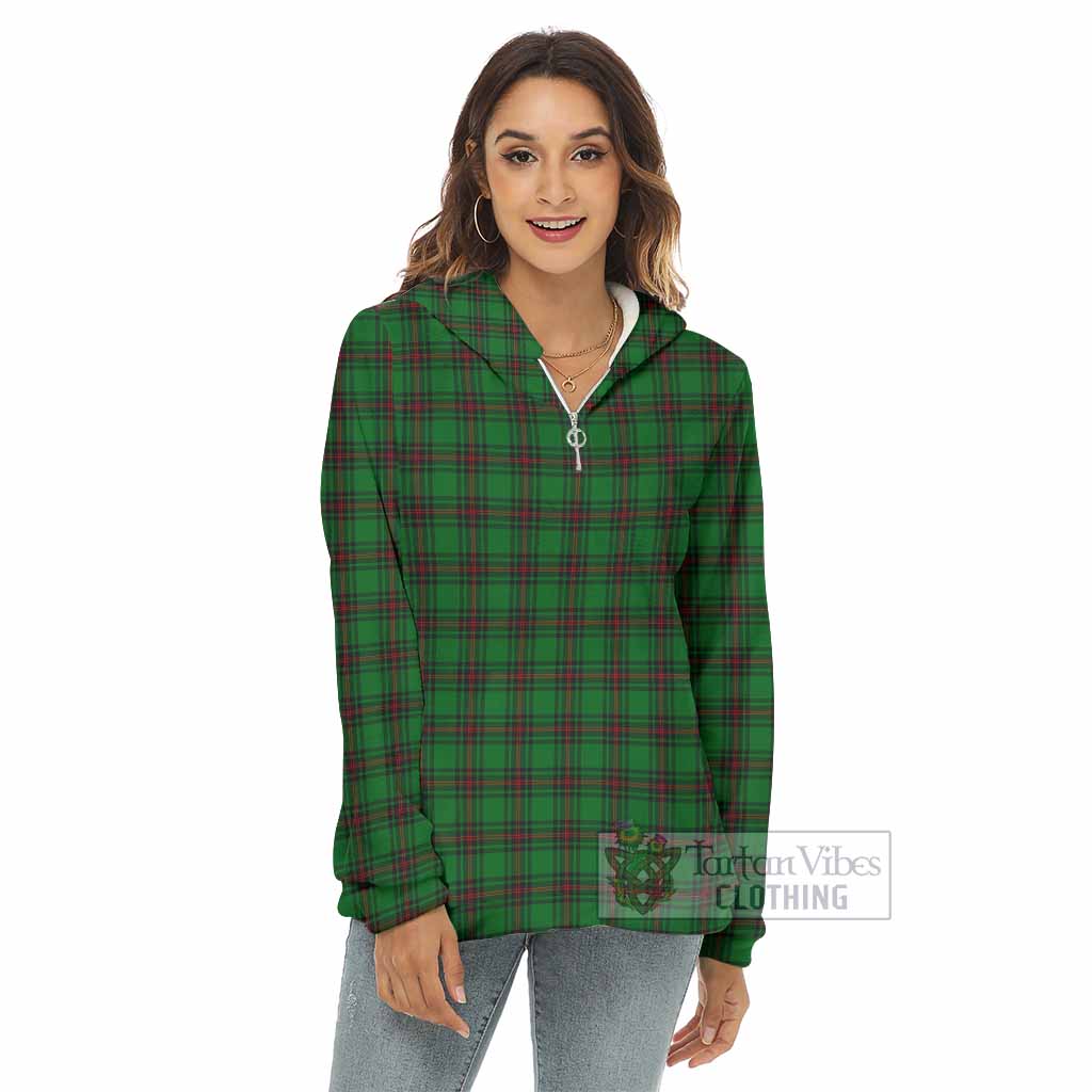 Tartan Vibes Clothing Beveridge Tartan Women's Borg  Half Zip Fleece Hoodie