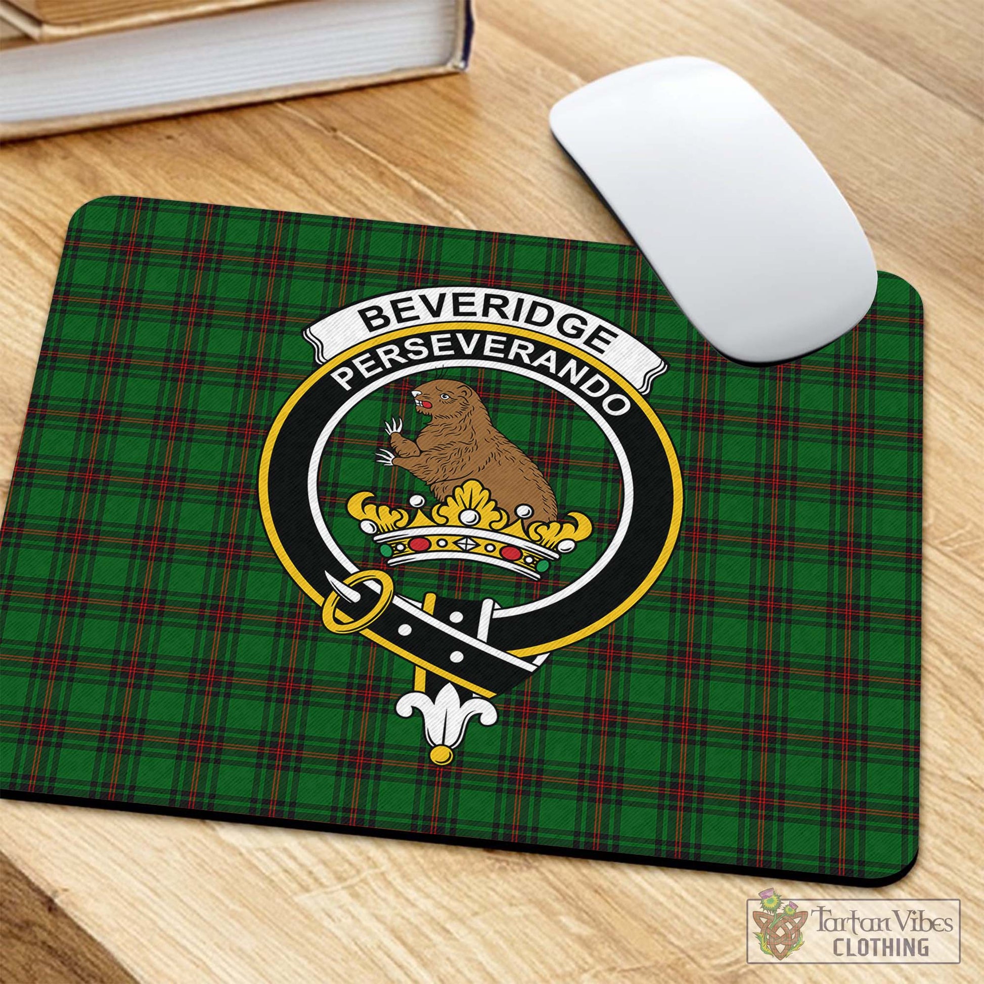 Tartan Vibes Clothing Beveridge Tartan Mouse Pad with Family Crest