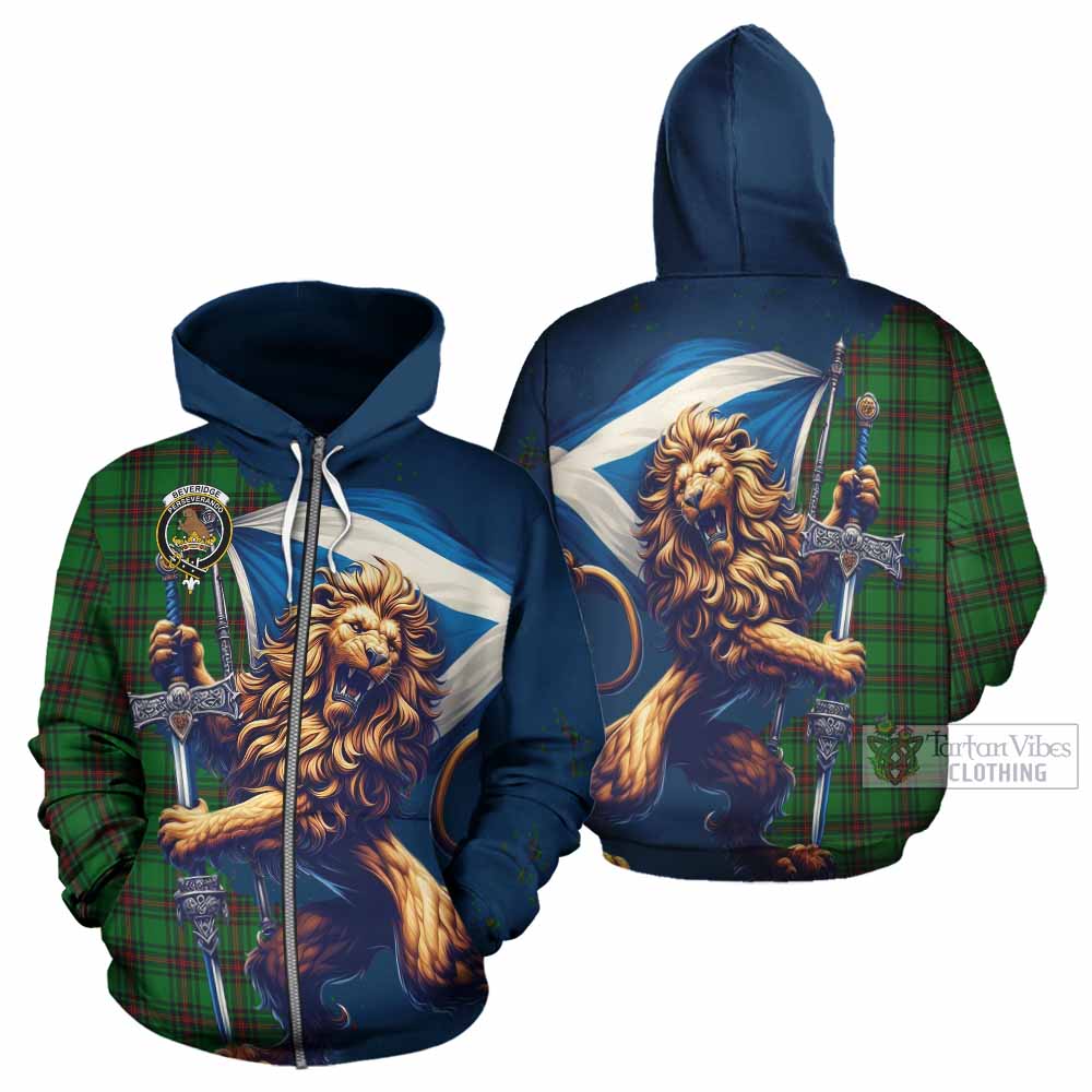 Beveridge Tartan Family Crest Hoodie with Scottish Majestic Lion