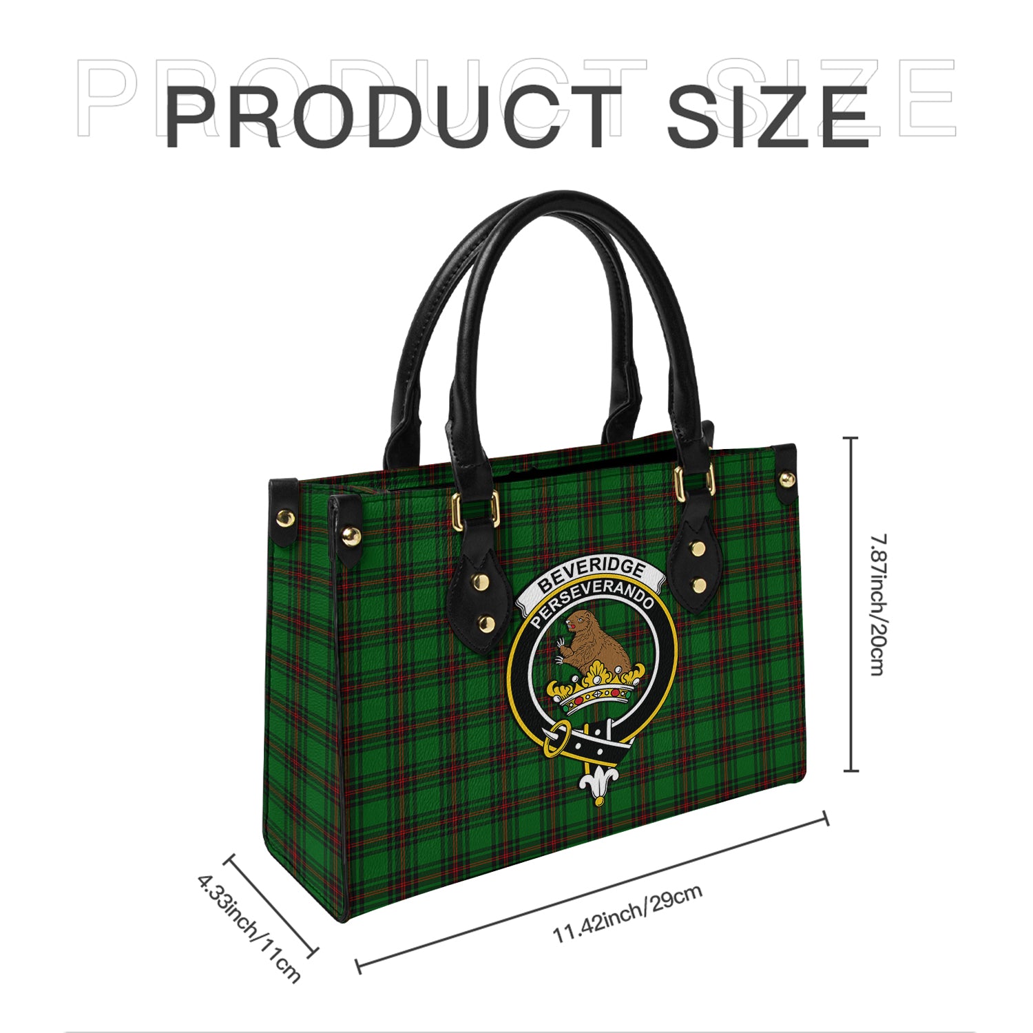 Beveridge Tartan Leather Bag with Family Crest - Tartanvibesclothing