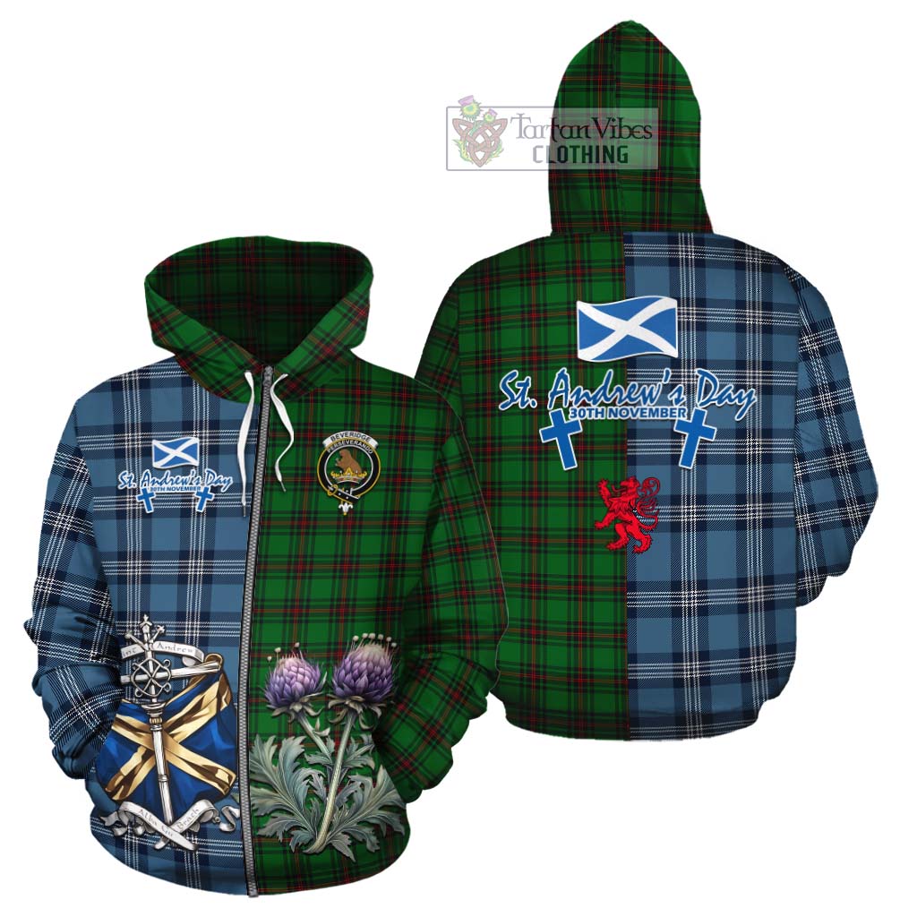 Tartan Vibes Clothing Beveridge Tartan Cotton Hoodie Happy St. Andrew's Day Half Tartan Style