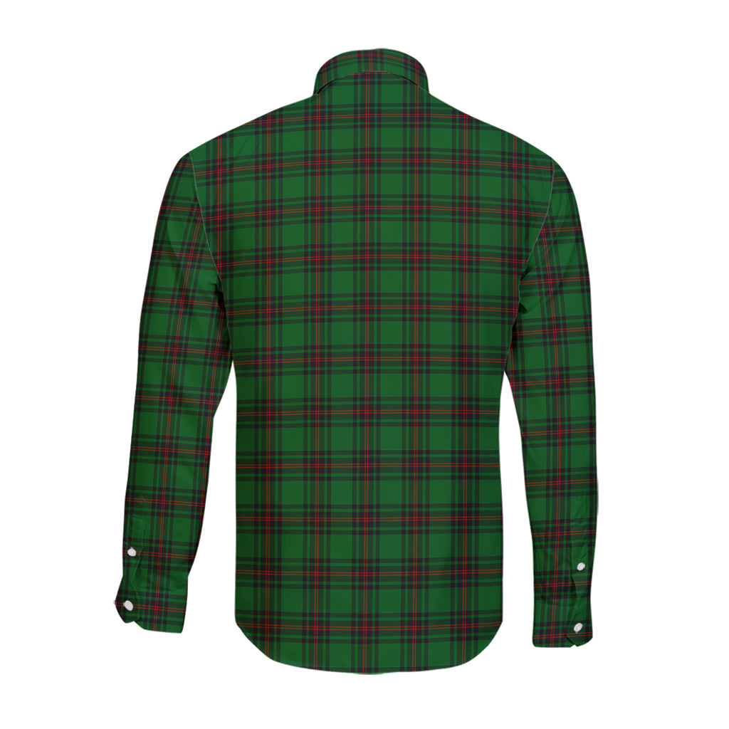 Beveridge Tartan Long Sleeve Button Up Shirt with Family Crest - Tartanvibesclothing