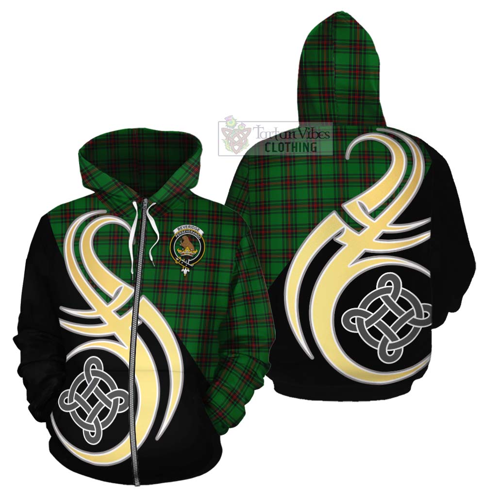 Tartan Vibes Clothing Beveridge Tartan Cotton Hoodie with Family Crest and Celtic Symbol Style