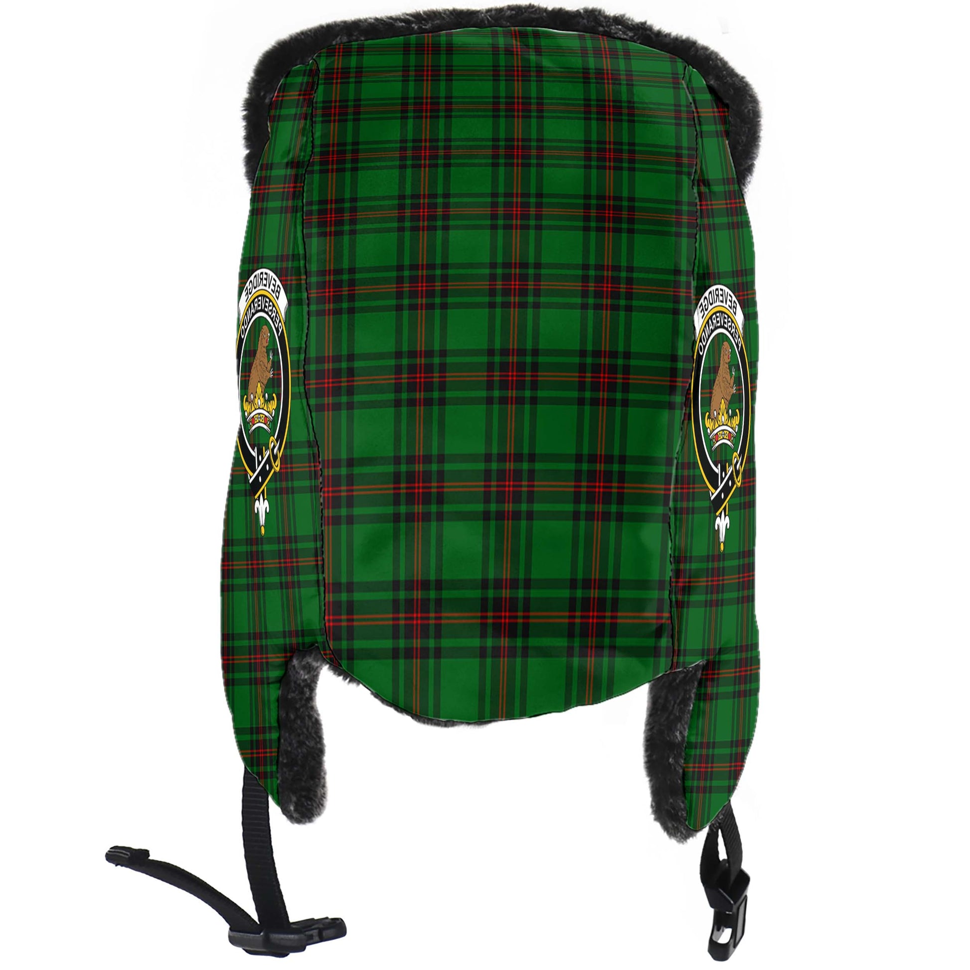 Beveridge Tartan Winter Trapper Hat with Family Crest - Tartanvibesclothing