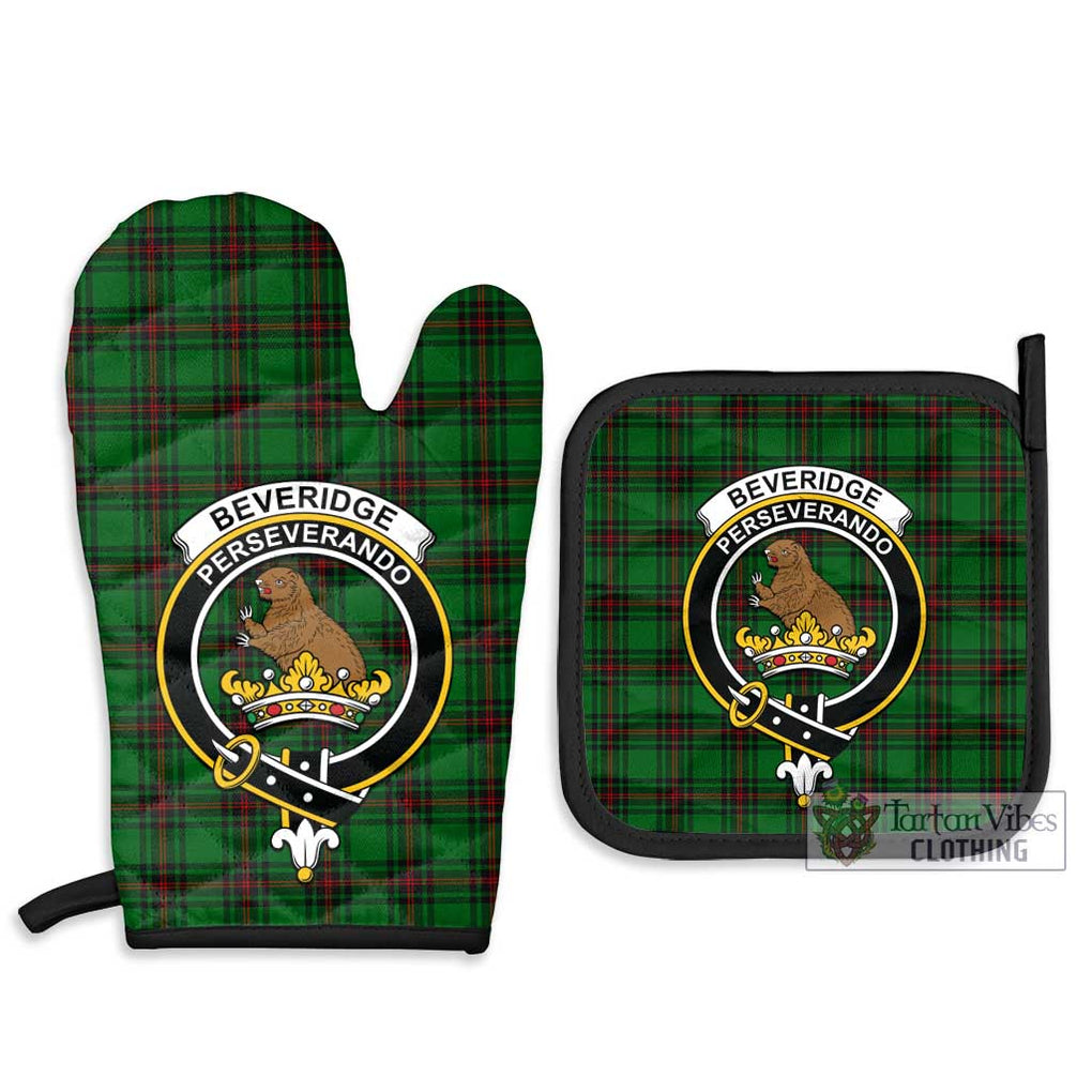 Beveridge Tartan Combo Oven Mitt & Pot-Holder with Family Crest Combo 1 Oven Mitt & 2 Pot-Holder Black - Tartan Vibes Clothing