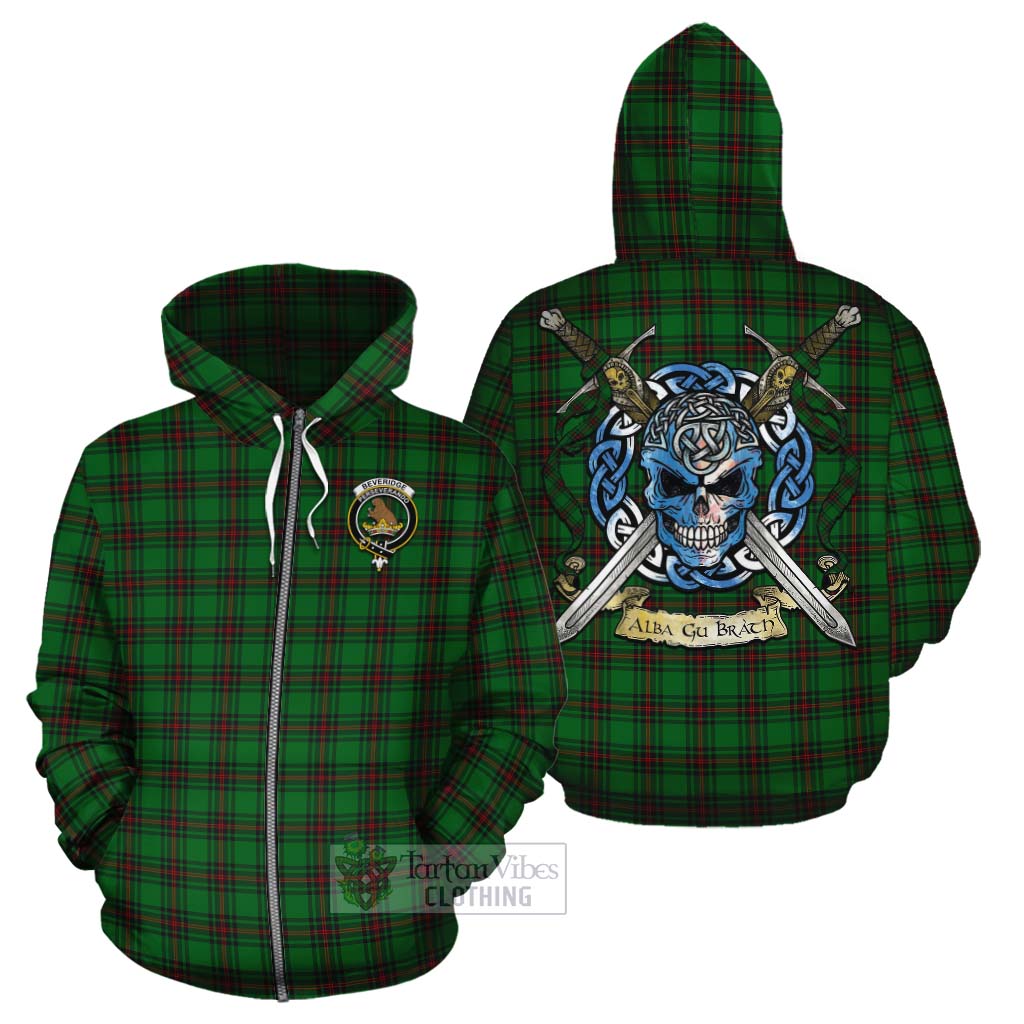 Tartan Vibes Clothing Beveridge Tartan Cotton Hoodie with Family Crest Celtic Skull Style