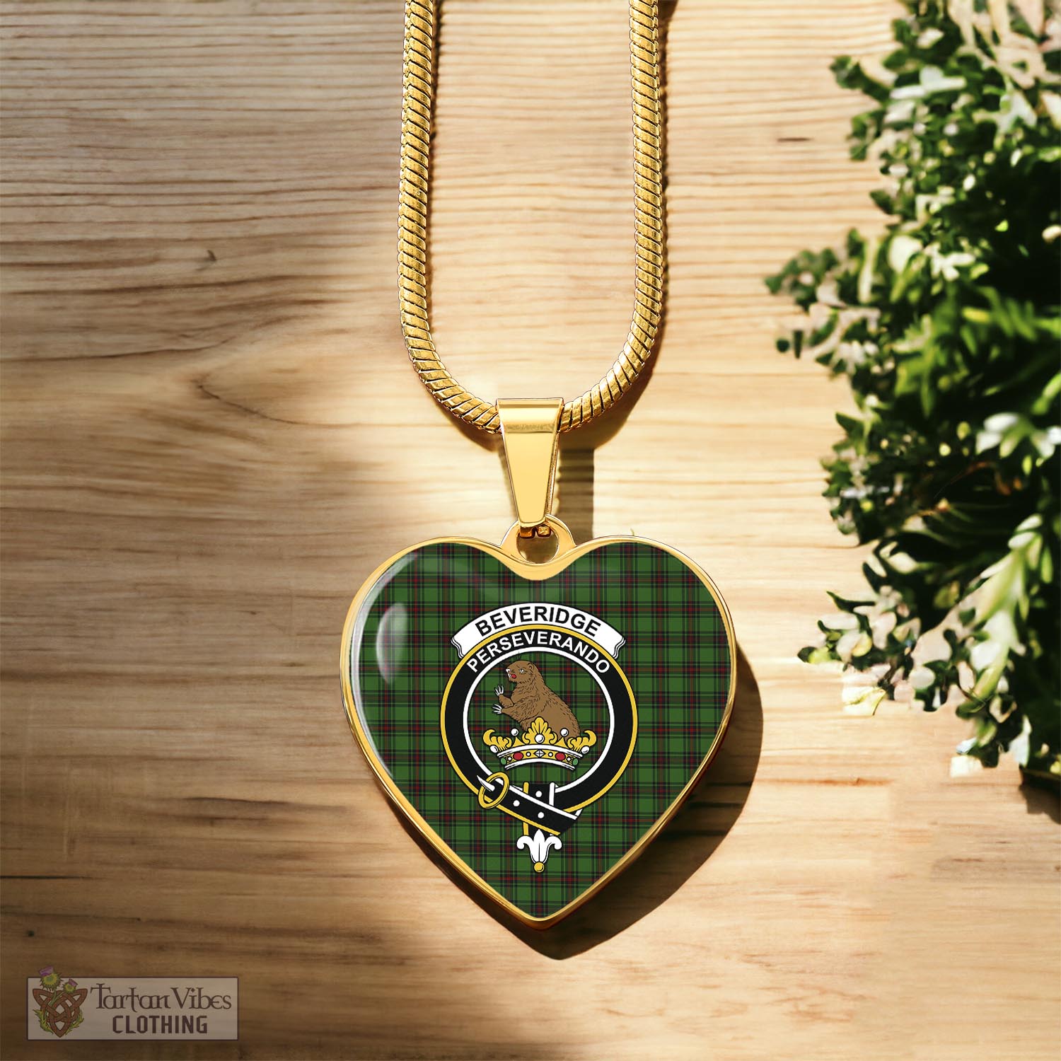 Tartan Vibes Clothing Beveridge Tartan Heart Necklace with Family Crest