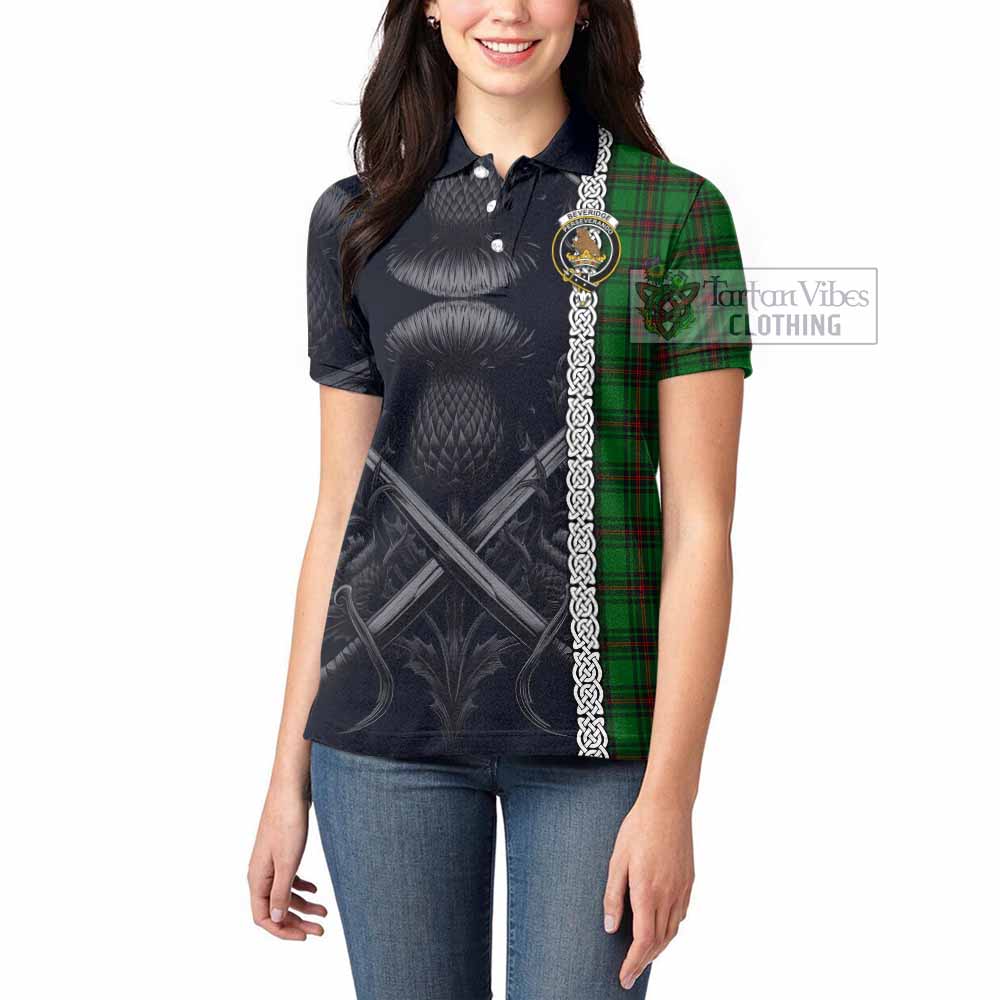 Tartan Vibes Clothing Beveridge Tartan Women's Polo Shirt with Family Crest Cross Sword Thistle Celtic Vibes