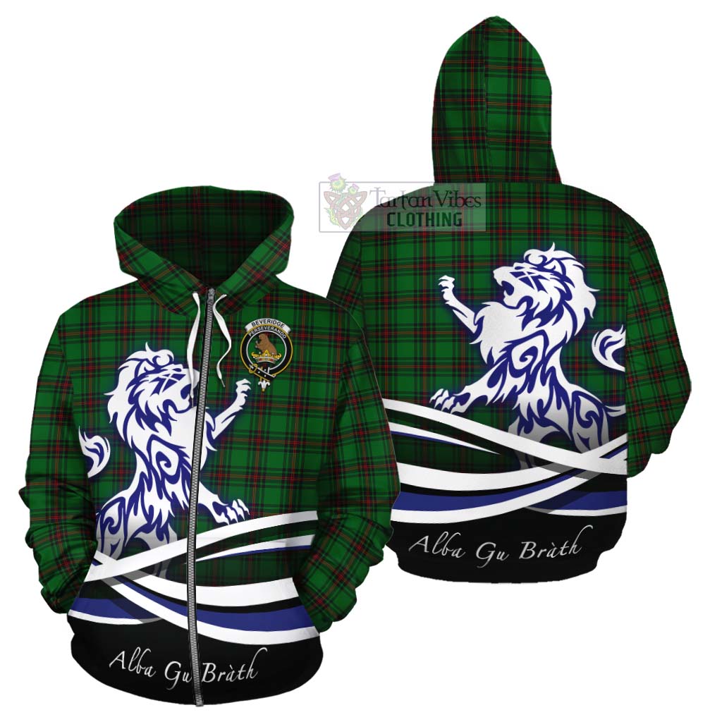 Tartan Vibes Clothing Beveridge Tartan Cotton Hoodie with Alba Gu Brath Regal Lion Emblem