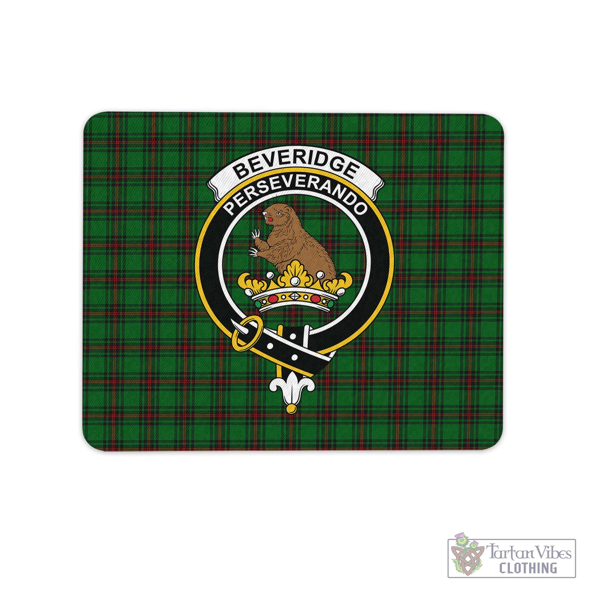 Tartan Vibes Clothing Beveridge Tartan Mouse Pad with Family Crest