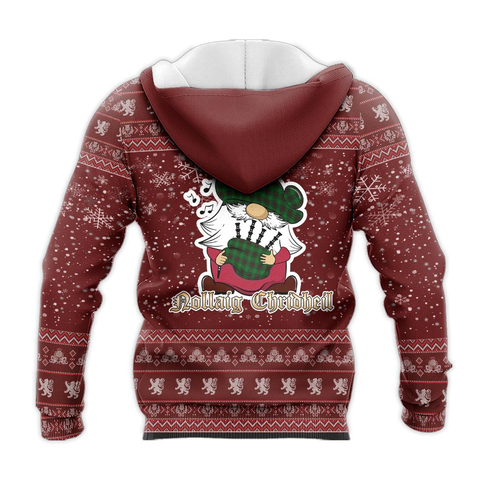 Beveridge Clan Christmas Knitted Hoodie with Funny Gnome Playing Bagpipes - Tartanvibesclothing