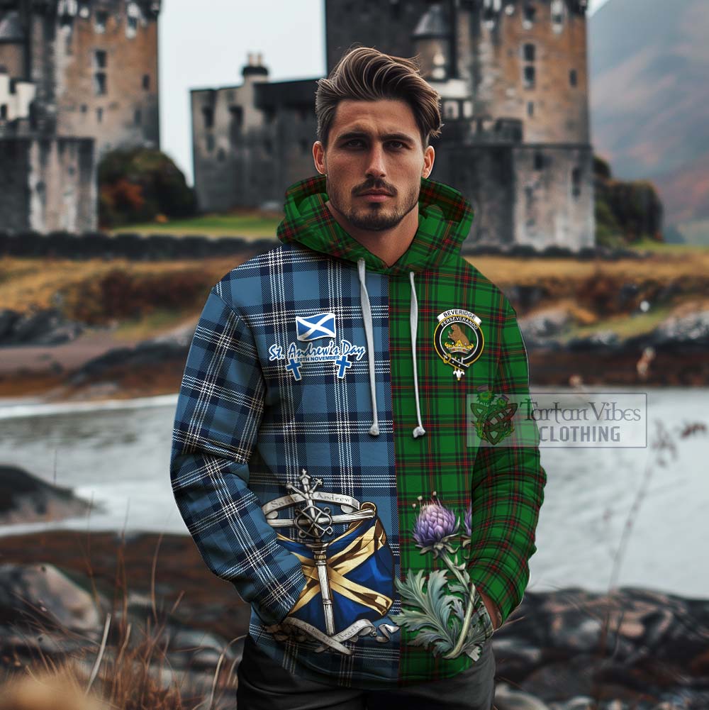 Tartan Vibes Clothing Beveridge Tartan Cotton Hoodie Happy St. Andrew's Day Half Tartan Style