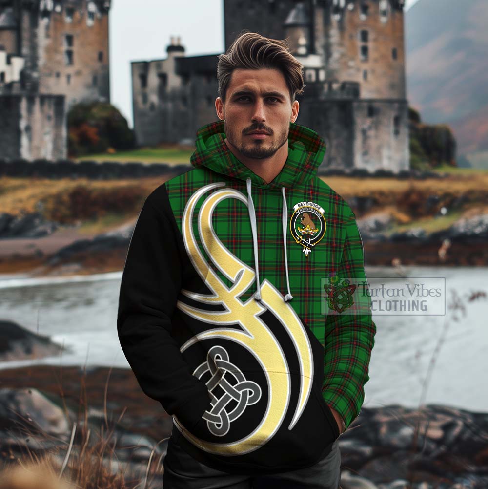 Tartan Vibes Clothing Beveridge Tartan Cotton Hoodie with Family Crest and Celtic Symbol Style