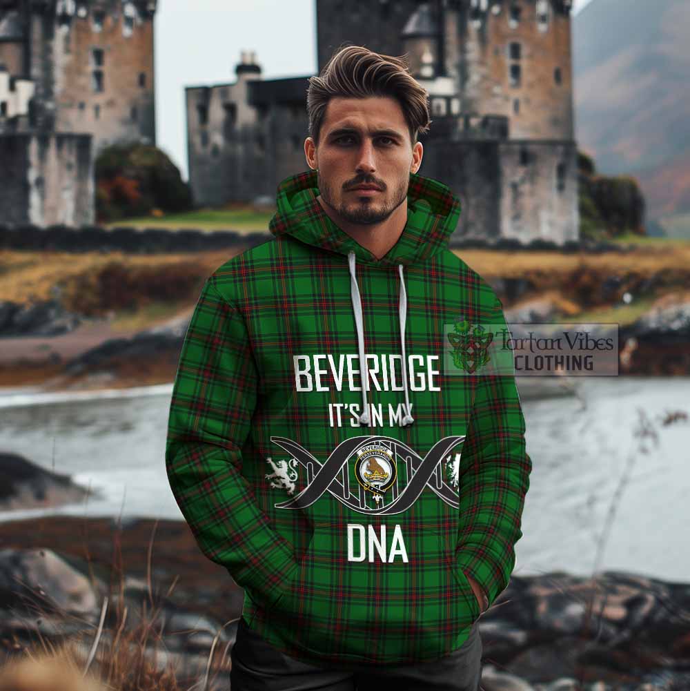 Tartan Vibes Clothing Beveridge Tartan Cotton Hoodie with Family Crest DNA In Me Style