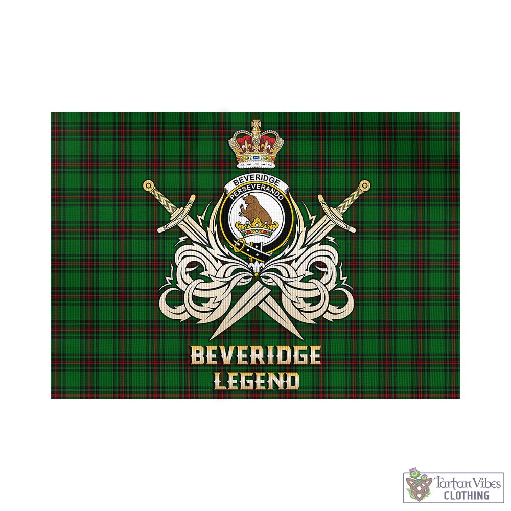 Tartan Vibes Clothing Beveridge Tartan Flag with Clan Crest and the Golden Sword of Courageous Legacy