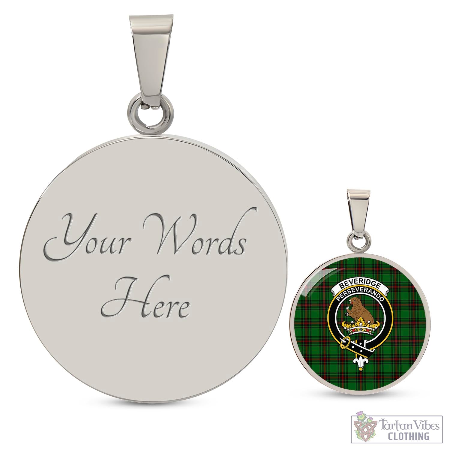 Tartan Vibes Clothing Beveridge Tartan Circle Necklace with Family Crest