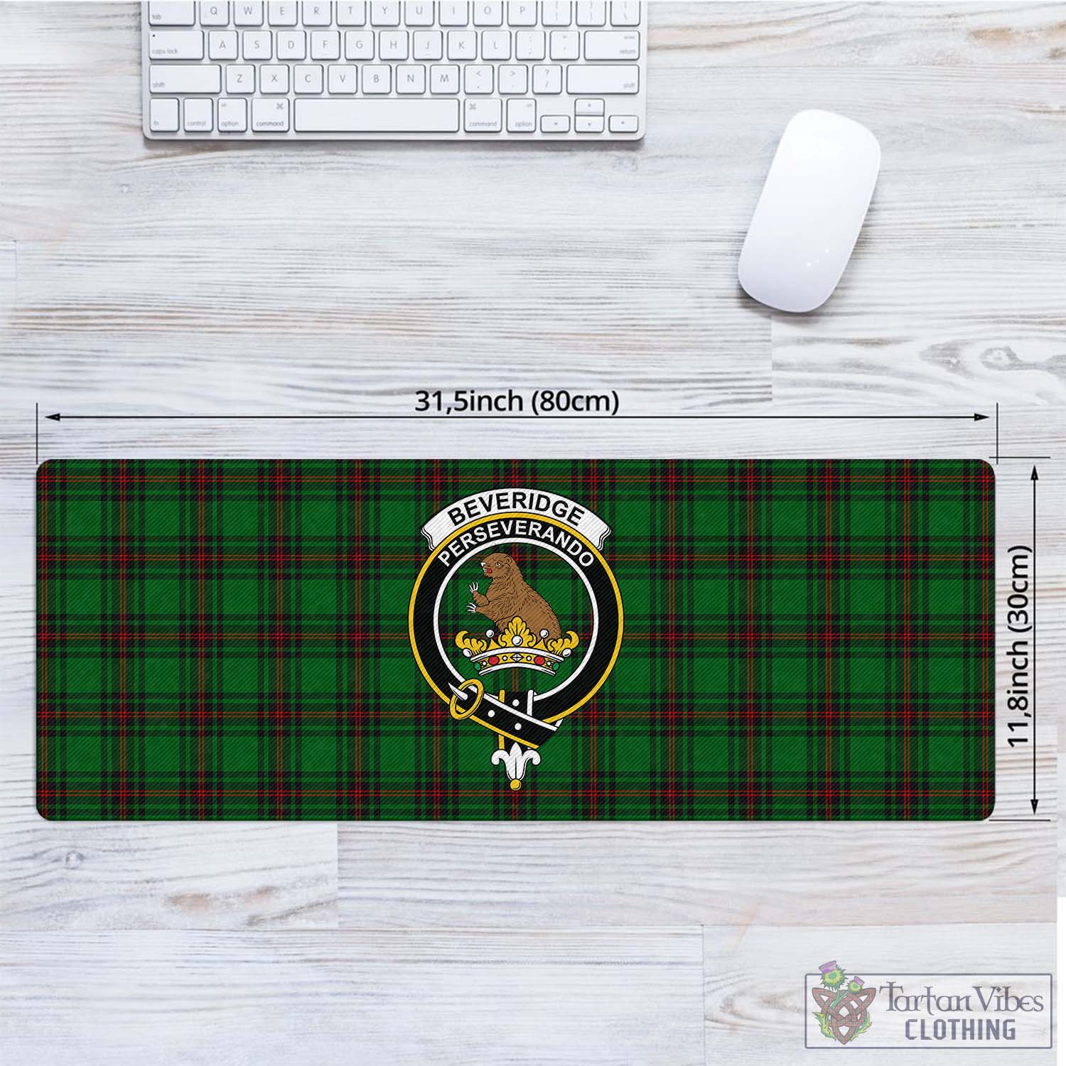 Tartan Vibes Clothing Beveridge Tartan Mouse Pad with Family Crest