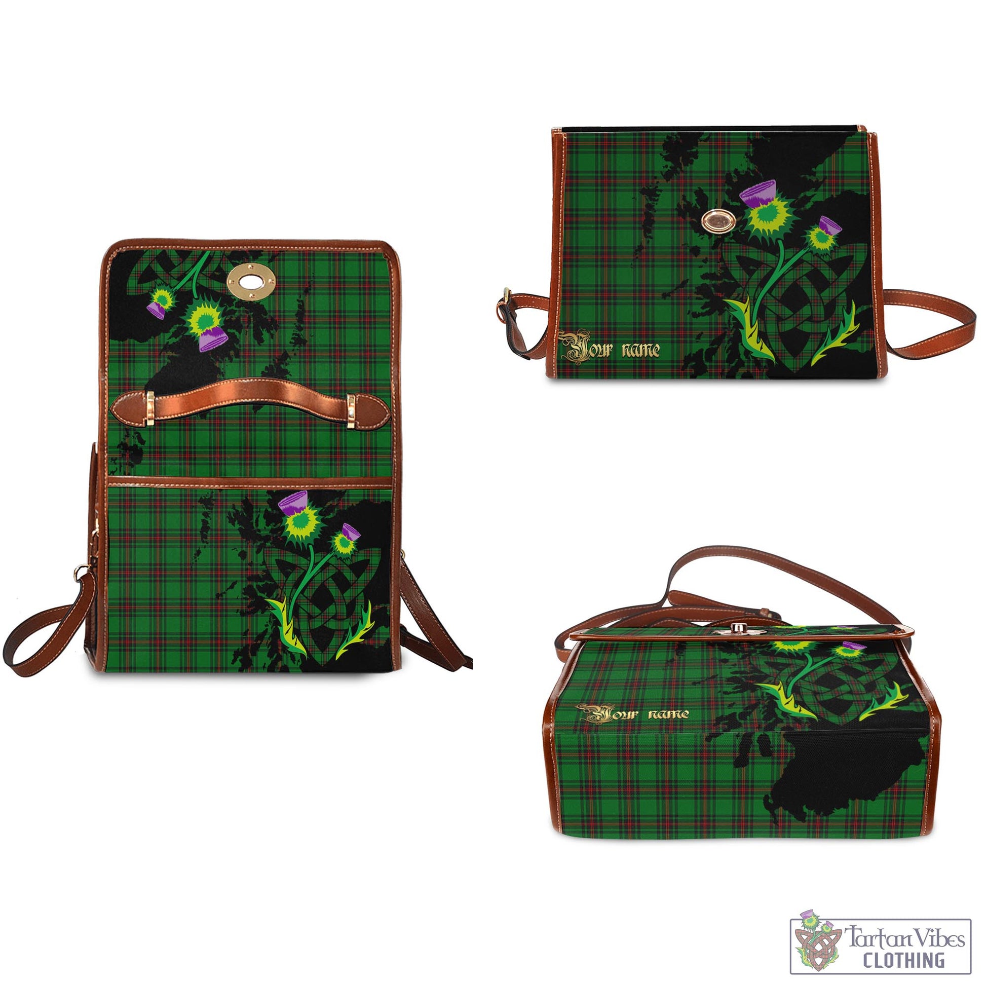 Tartan Vibes Clothing Beveridge Tartan Waterproof Canvas Bag with Scotland Map and Thistle Celtic Accents