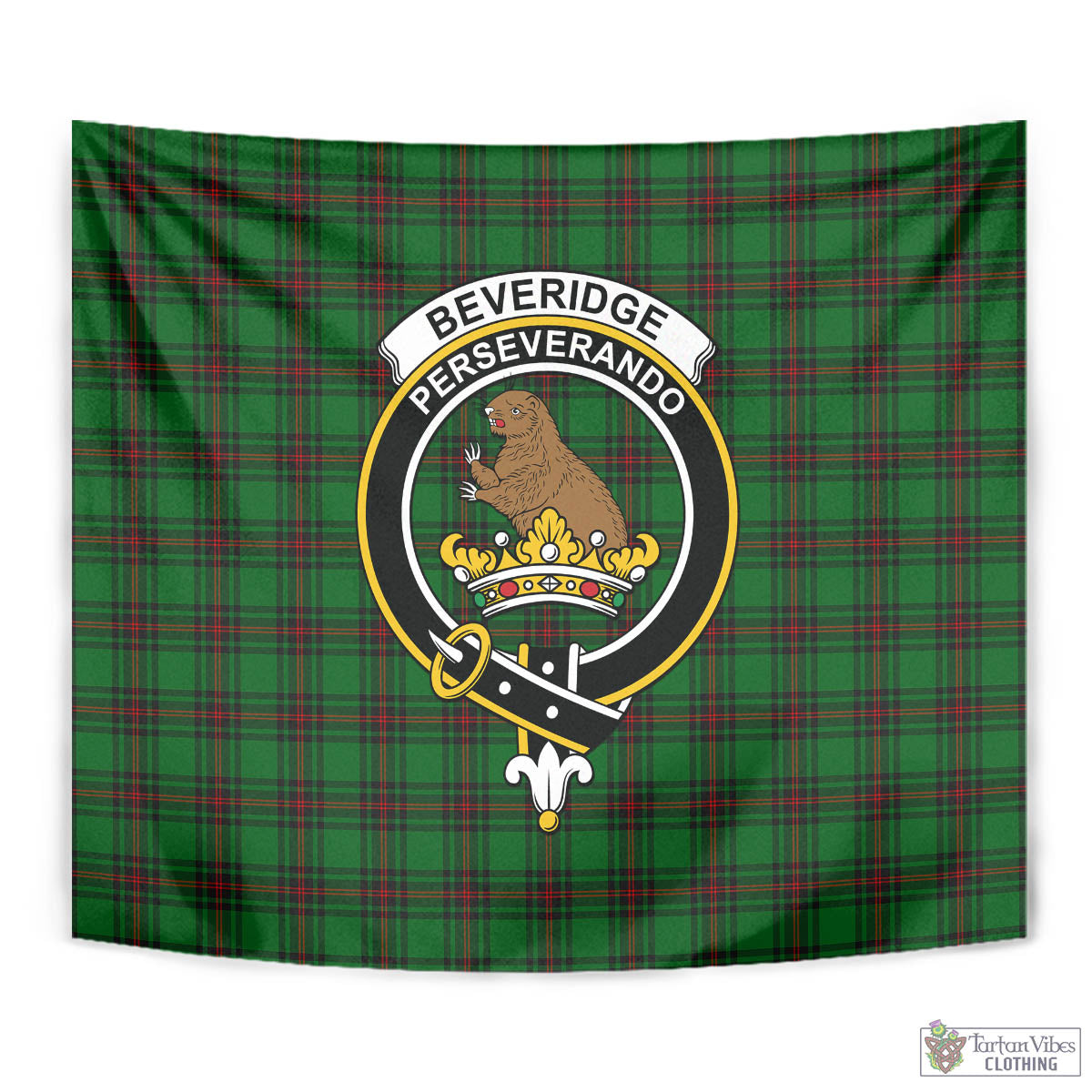 Tartan Vibes Clothing Beveridge Tartan Tapestry Wall Hanging and Home Decor for Room with Family Crest