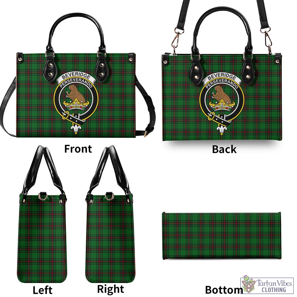 Tartan Vibes Clothing Beveridge Tartan Luxury Leather Handbags with Family Crest