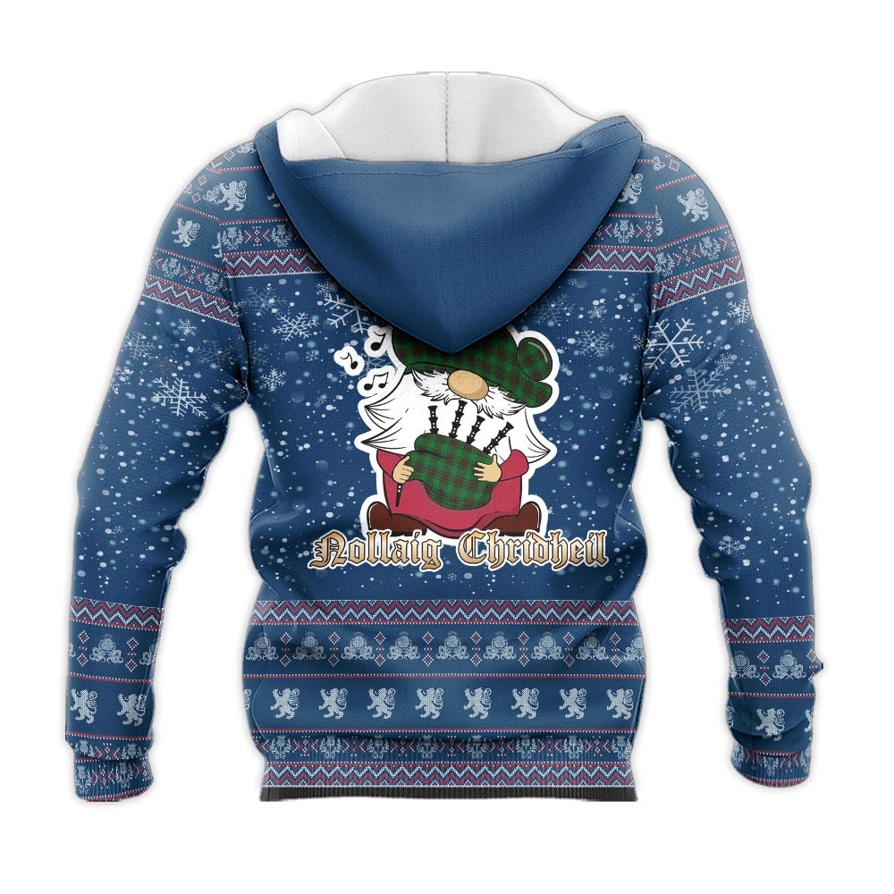 Beveridge Clan Christmas Knitted Hoodie with Funny Gnome Playing Bagpipes - Tartanvibesclothing