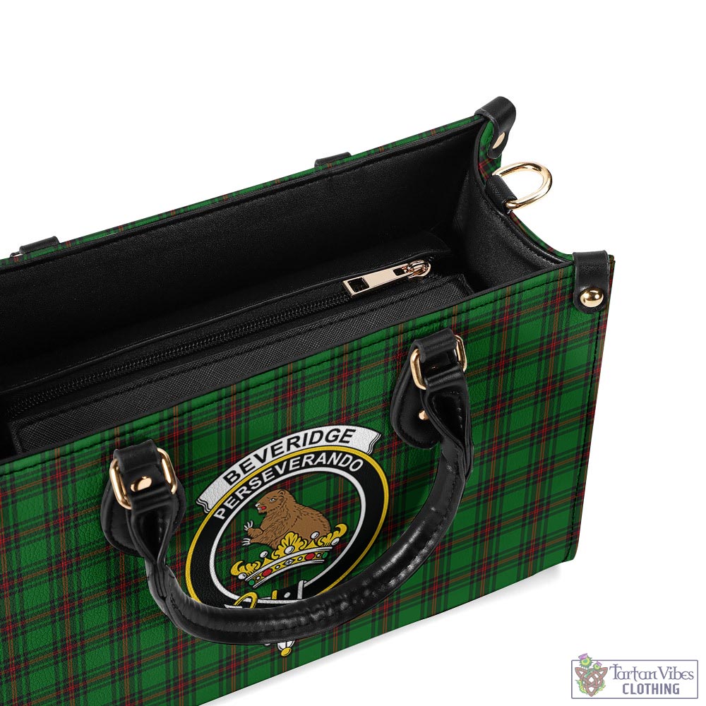 Tartan Vibes Clothing Beveridge Tartan Luxury Leather Handbags with Family Crest