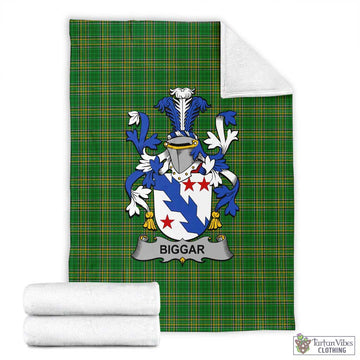 Biggar Irish Clan Tartan Blanket with Coat of Arms X-Large 59 x 79 inches 150 x 200 cm - Tartan Vibes Clothing