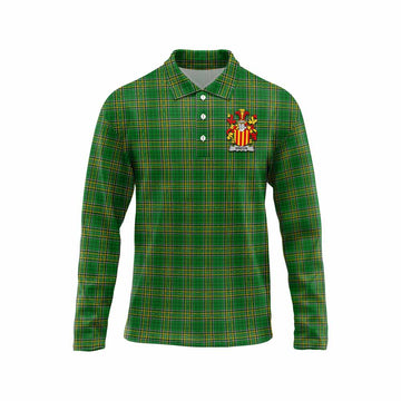 Bindon Irish Clan Tartan Long Sleeve Polo Shirt with Coat of Arms