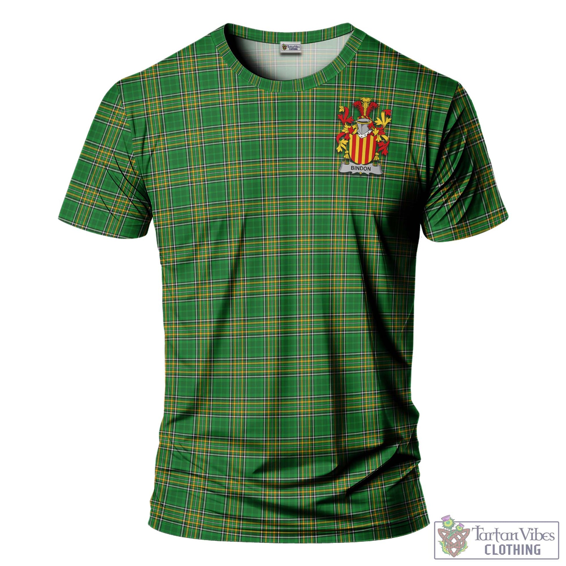 Tartan Vibes Clothing Bindon Ireland Clan Tartan T-Shirt with Family Seal