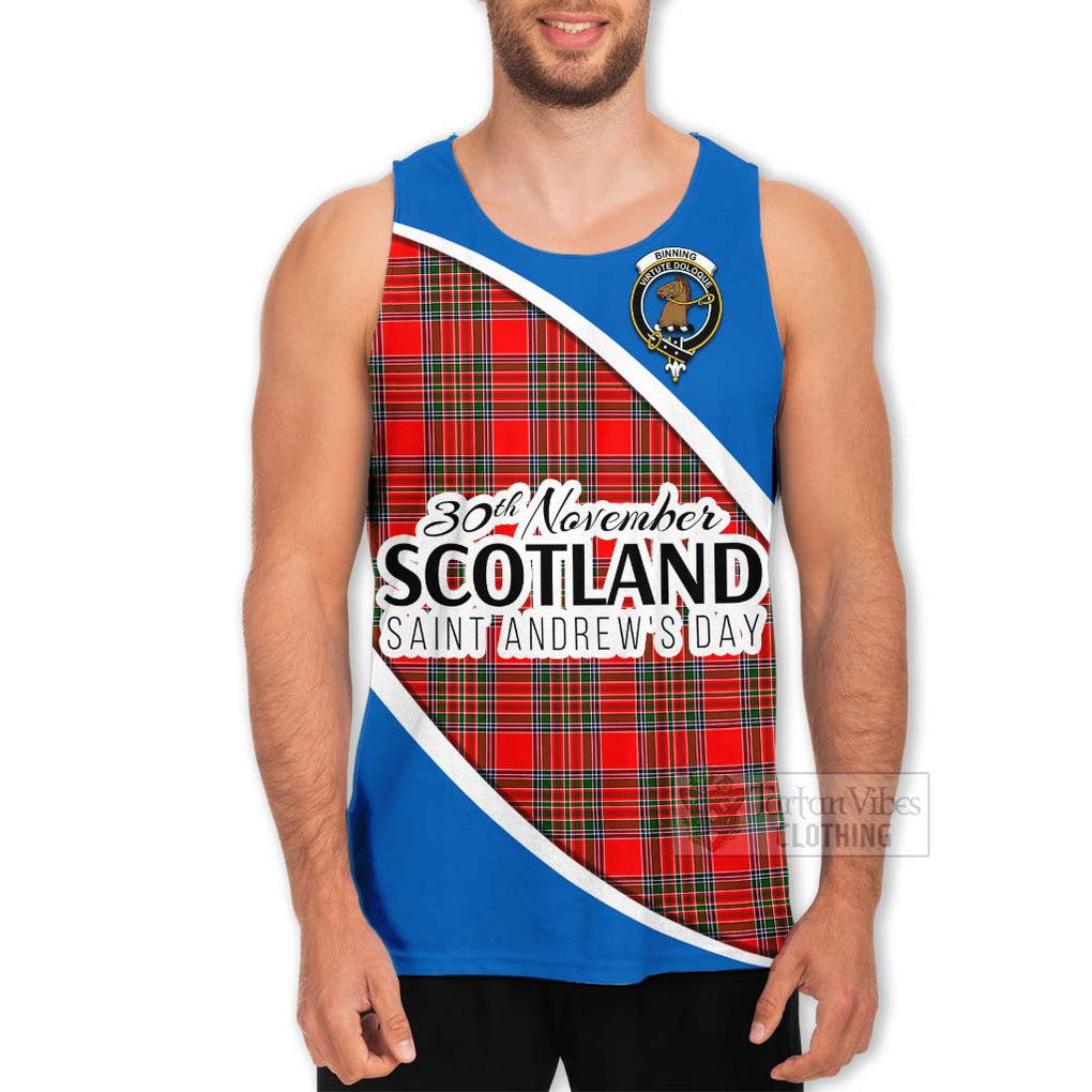 Tartan Vibes Clothing Binning Family Crest Tartan Men's Tank Top Celebrate Saint Andrew's Day in Style