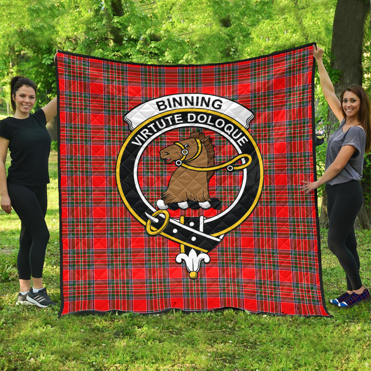 Binning Tartan Quilt with Family Crest - Tartanvibesclothing