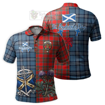 Binning Tartan Polo Shirt Happy St. Andrew's Day Half Tartan Style