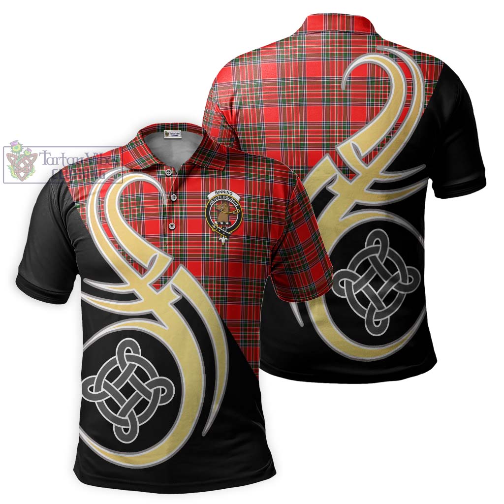 Binning Tartan Polo Shirt with Family Crest and Celtic Symbol Style Kid - Tartan Vibes Clothing