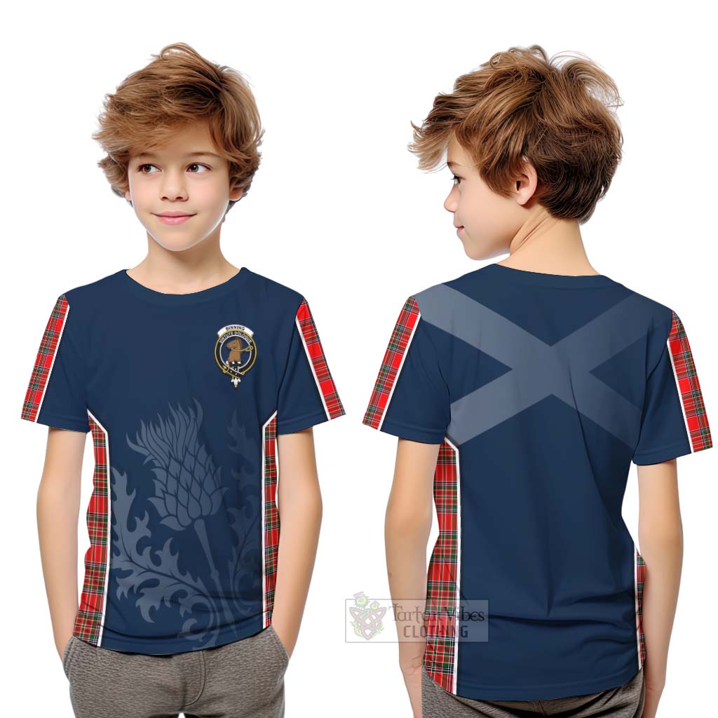 Tartan Vibes Clothing Binning Tartan Kid T-Shirt with Family Crest and Scottish Thistle Vibes Sport Style