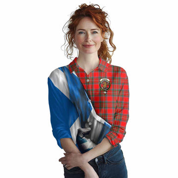 Binning Tartan Women's Casual Shirt with Family Crest Scotland Patriotic Style