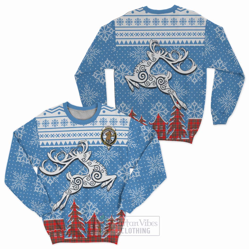 Tartan Vibes Clothing Binning Clan Christmas Sweatshirt Celtic Reindeer Style